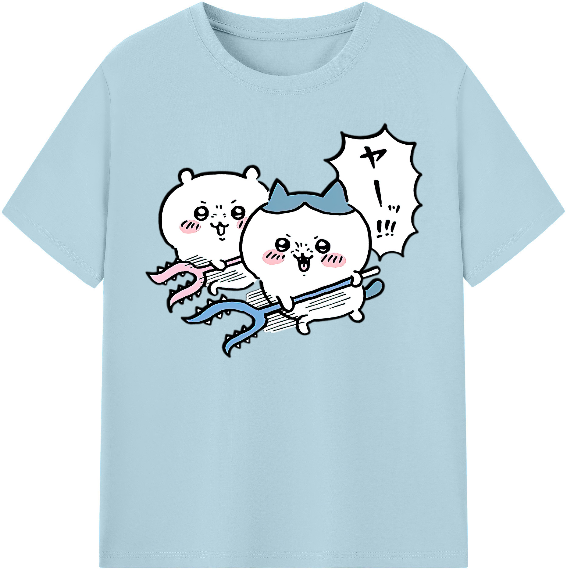 （画像用） ちいかわ ハチワレ Chii-kawa hachiware 綿100％半袖Tシャツ（フロントプリント）